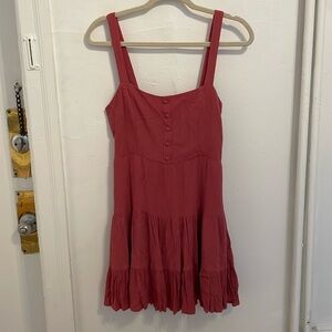 Forever 21 Pink Button Up Babydoll Tiered Dress (M)